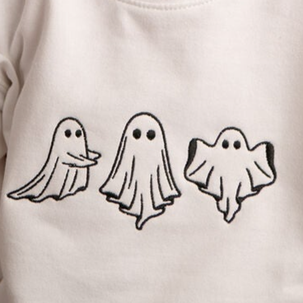 Adult Halloween Ghosts - Embroidered Sweater or Hoodie