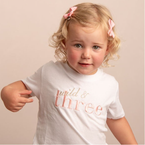 Wild & Three - Child Embroidered Birthday T Shirt
