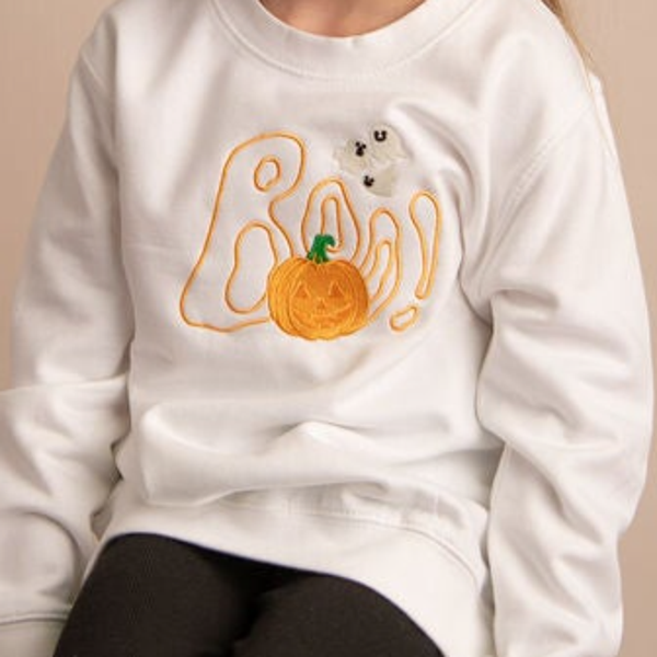 Adult Halloween Boo - Embroidered Sweater or Hoodie