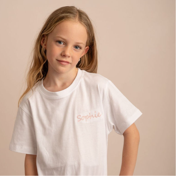 Small Name (Segoe) - Child Personalised Embroidered T Shirt