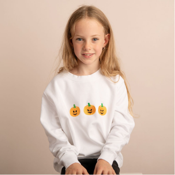 Child Halloween Pumpkins - Embroidered Sweater or Hoodie
