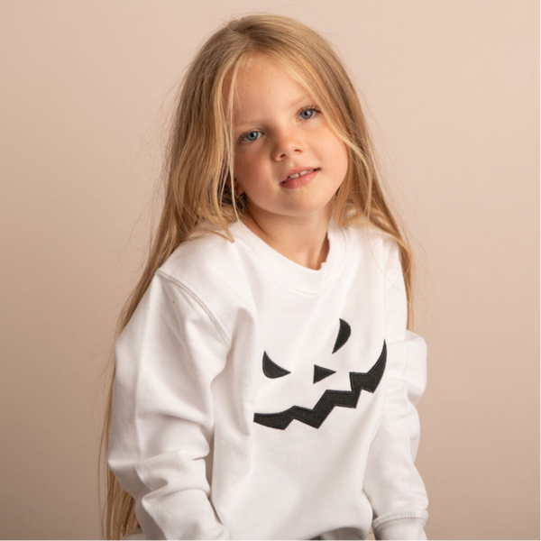Child Halloween Pumpkin Face - Embroidered Sweater of Hoodie