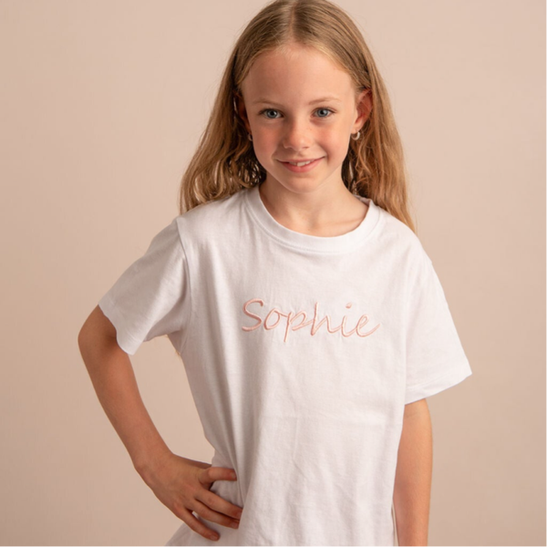 Large Name (Segoe) - Child Personalised Embroidered T Shirt