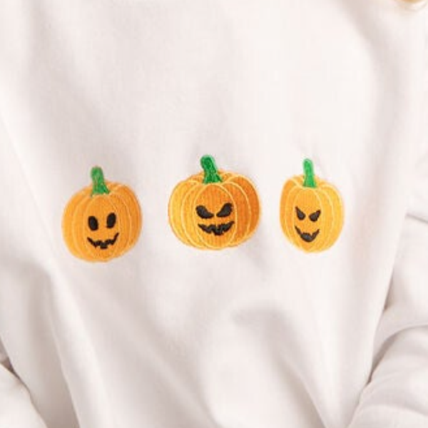 Adult Halloween Pumpkins - Embroidered Sweater or Hoodie