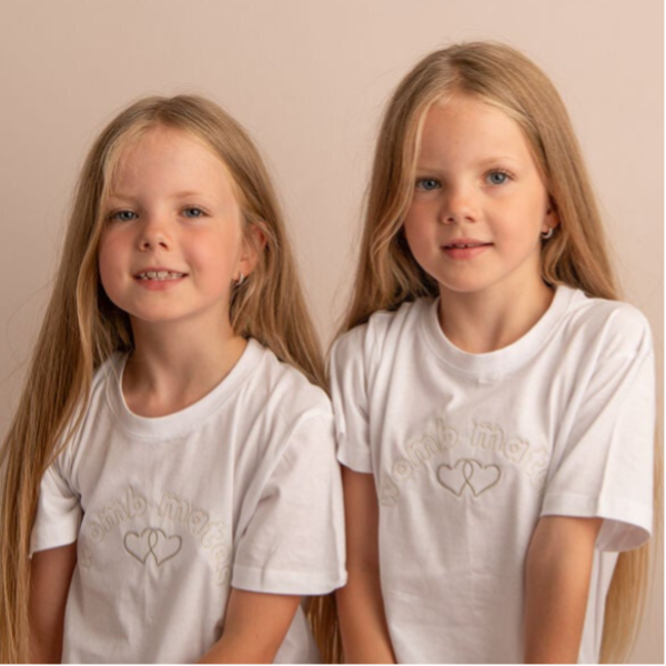 Womb Mates Hearts - Child Embroidered T Shirt