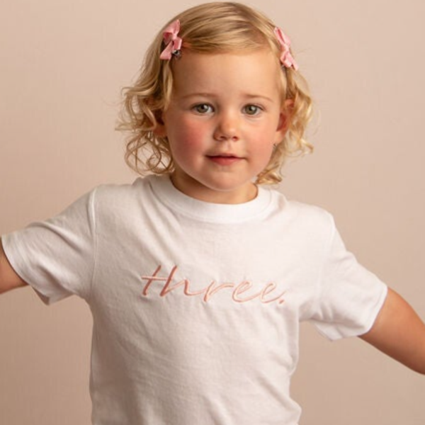 Birthday Written Age - Child Embroidered T Shirt