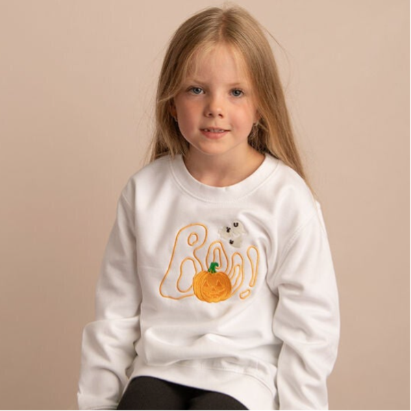 Child Halloween Boo - Embroidered Sweater or Hoodie