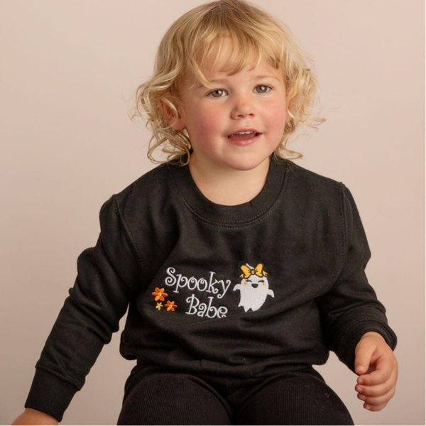 Child Halloween Spooky Babe - Embroidered Sweater or Hoodie