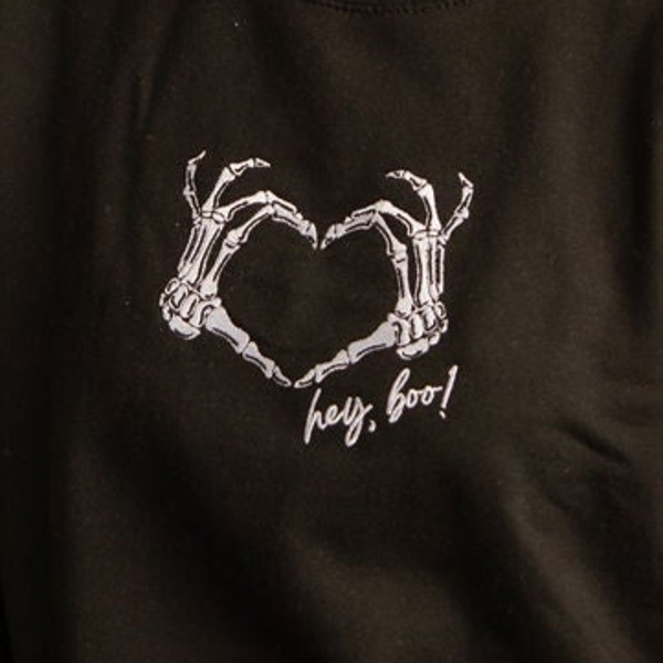 Child Halloween Skeleton Heart Hands - Embroidered Sweater or Hoodie