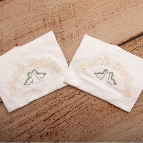 Womb Mates Dino - Child Embroidered Sweater or Hoodie