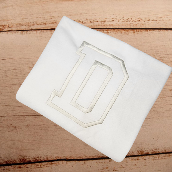 Large College Initial - Child Personalised Embroidered T Shirt