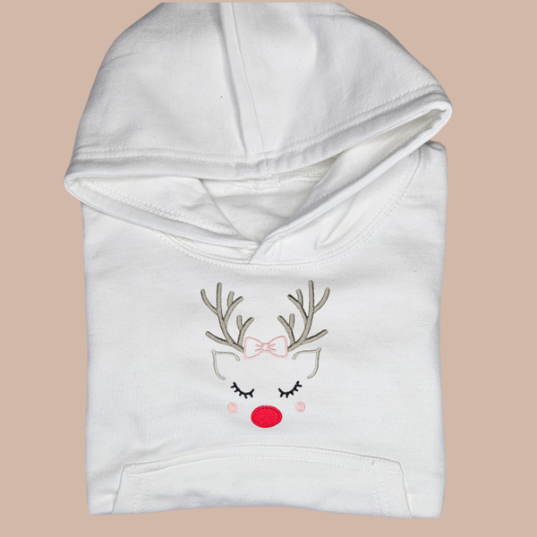 Christmas Miss Reindeer  - Child Embroidered Sweater or Hoodie