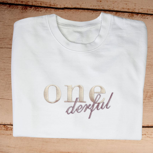 One-derful - Child Embroidered Birthday Sweater or Hoodie