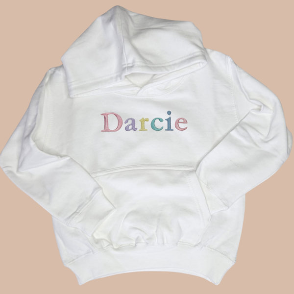 Large Name (Garamond) -  Child Embroidered Sweater or Hoodie