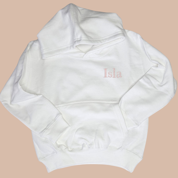 Small Name (Bodoni) -  Child Embroidered Sweater or Hoodie