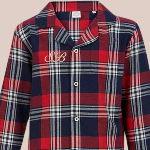 Initials (Script) - Child (3-4yrs - 13yrs) Personalised Tartan Pyjamas