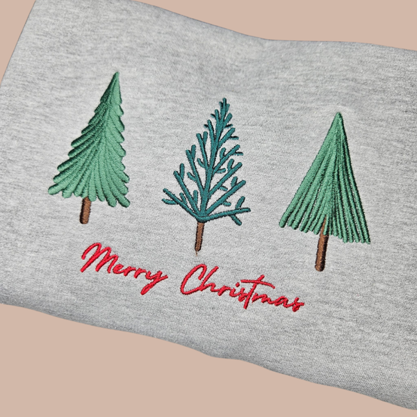 Christmas, Three Trees - Adult Embroidered Sweater or Hoodie