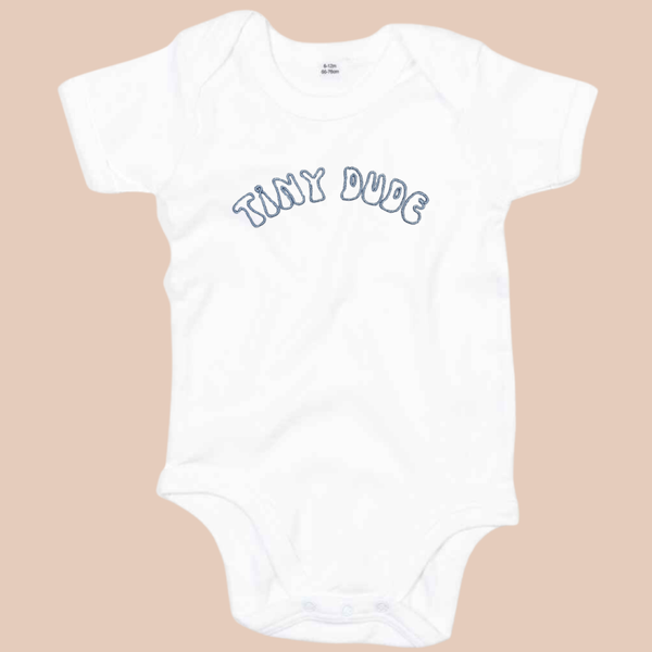 Tiny Dude - Infant Embroidered T Shirt, Vest or Romper