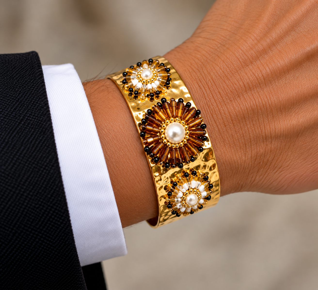 BRACELET FEMME ACIER ET PERLE
