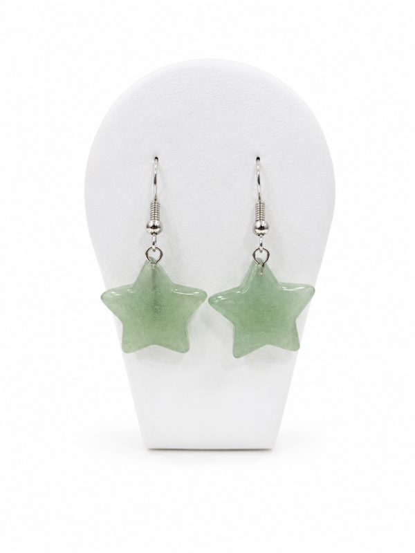 BOUCLE D'OREILLE ETOILE AVENTURINE VERTE