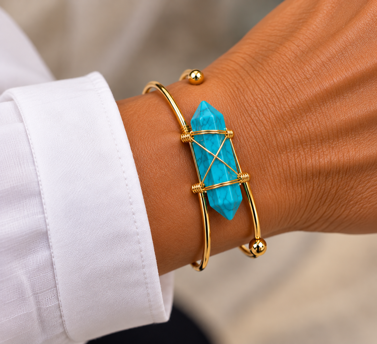 BRACELET FEMME ACIER ET TURQUOISE