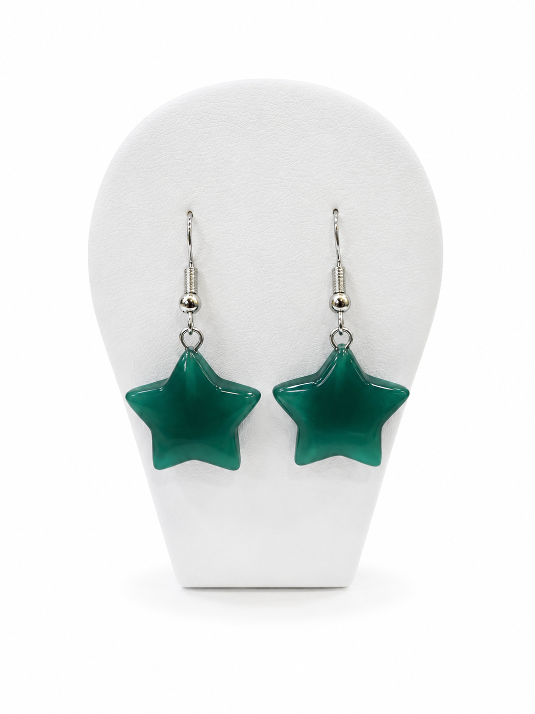 BOUCLE D'OREILLE ETOILE AGATE VERTE