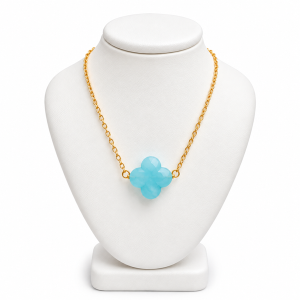 COLLIER FEMME AGATE BLEUE