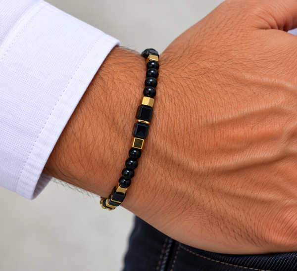 BRACELET HOMME ONYX NOIR