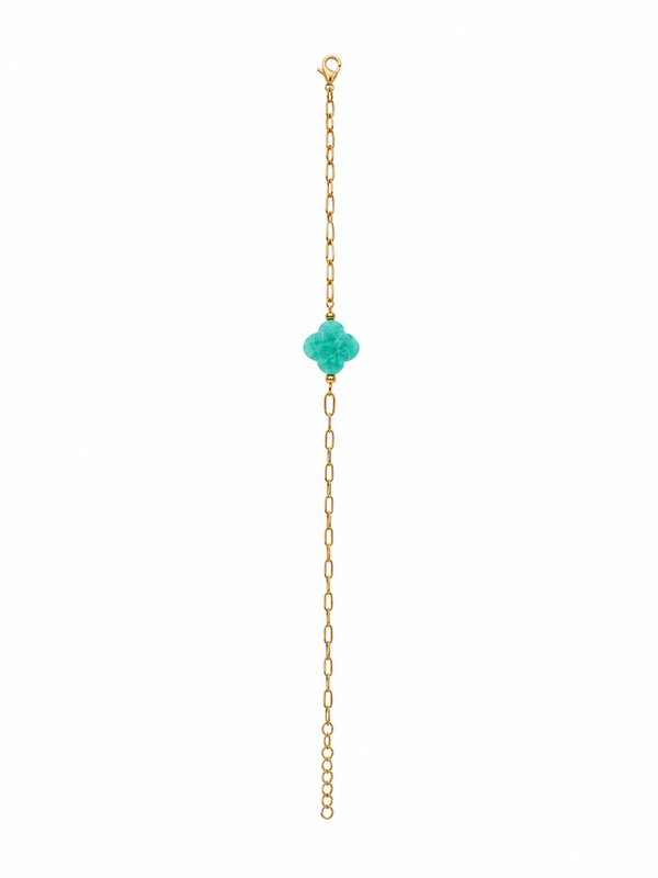 BRACELET TREFLE AGATE VERTE