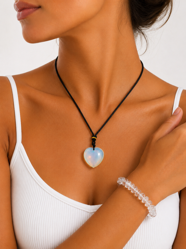 PARURE COEUR PIERRE DE LUNE