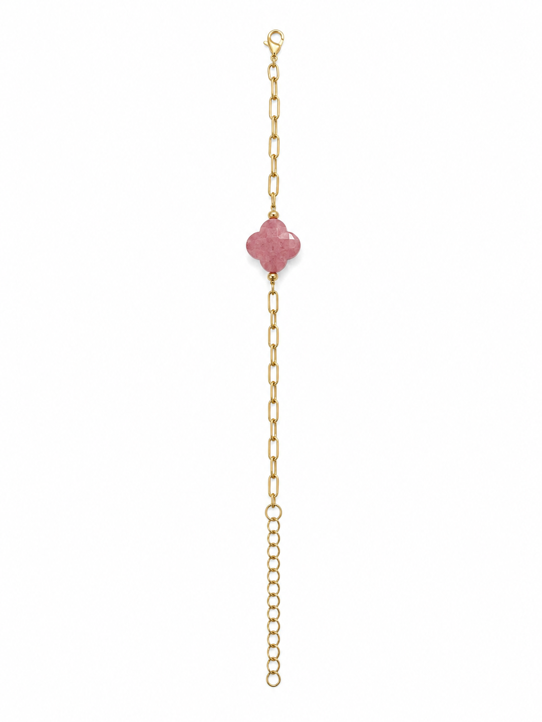 BRACELET TREFLE QUARTZ ROSE