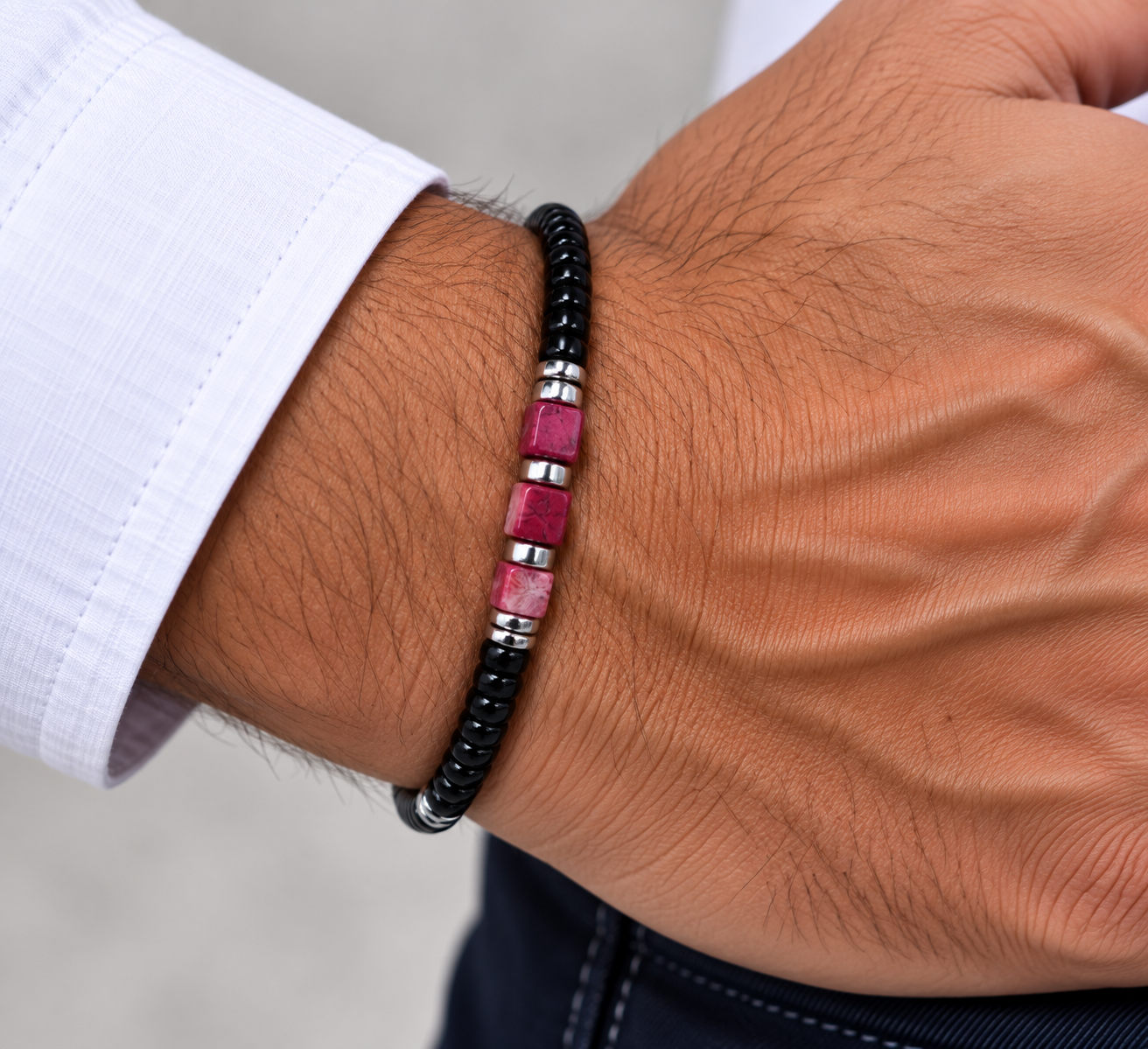 BRACELET HOMME RHODOLITE