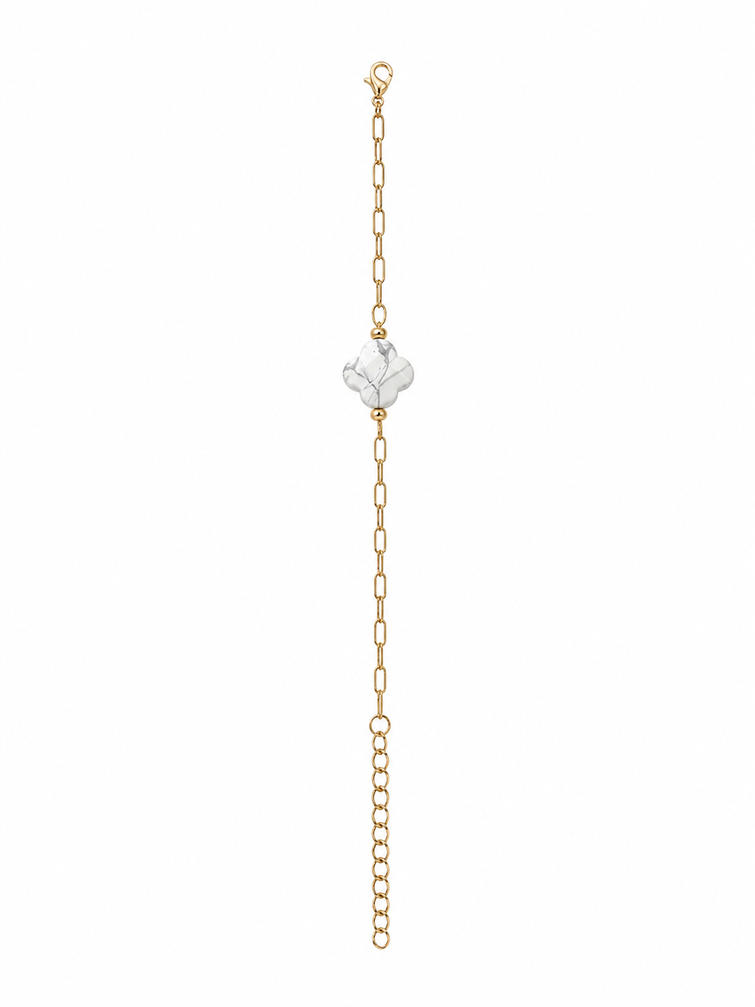 BRACELET TREFLE HOWLITE BLANCHE