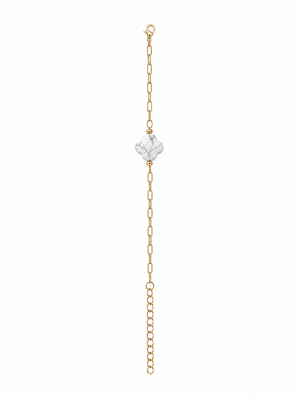 BRACELET TREFLE HOWLITE BLANCHE