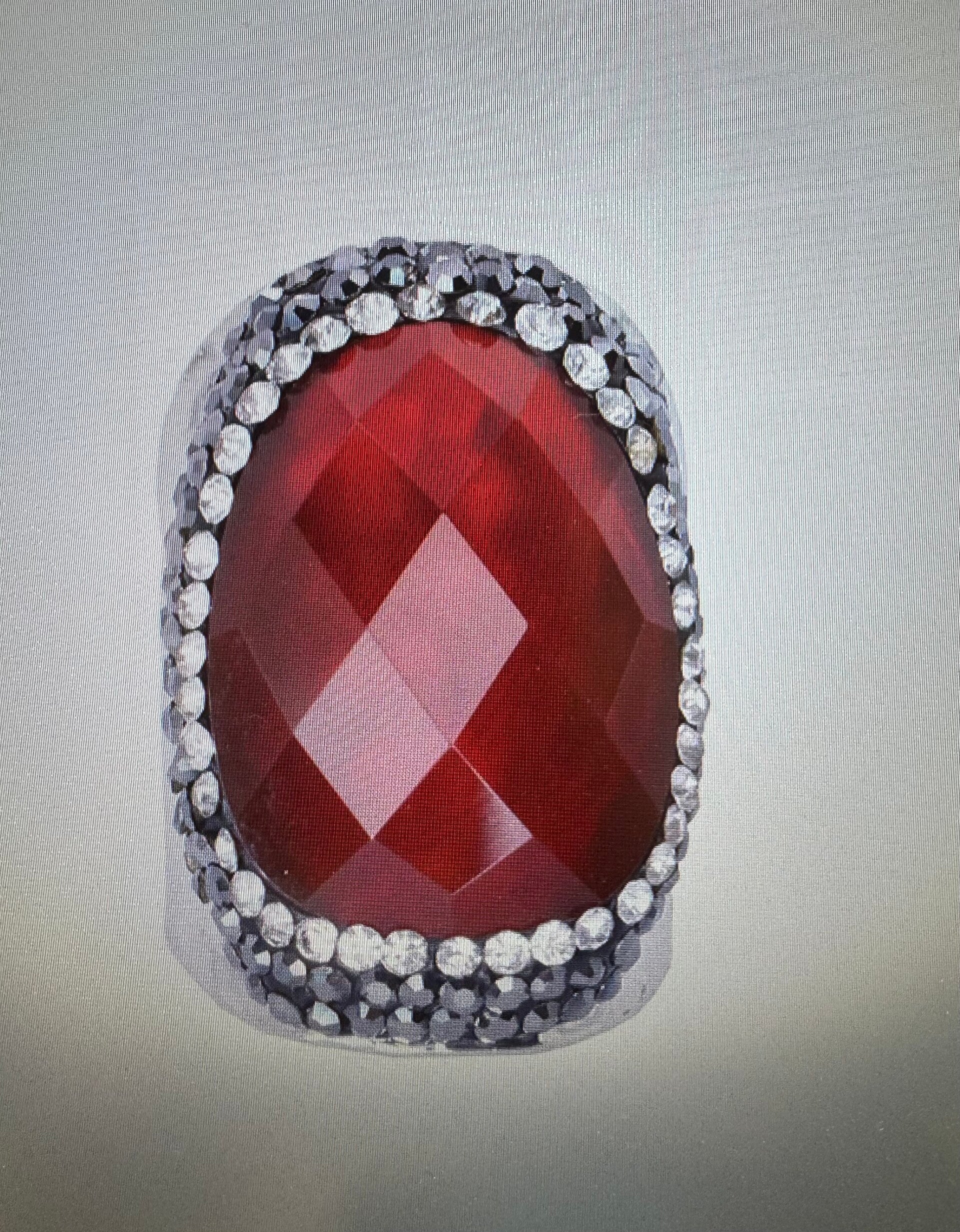 BAGUE  ARGENTÉ CORNALINE