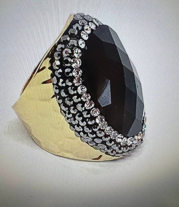 BAGUE DORÉ ONIX