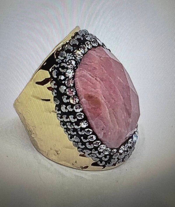BAGUE DORÉ RHODOCHROSITE