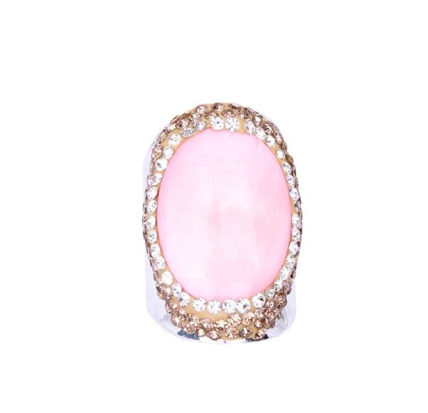 BAGUE ARGENTÉ NACRE ROSE