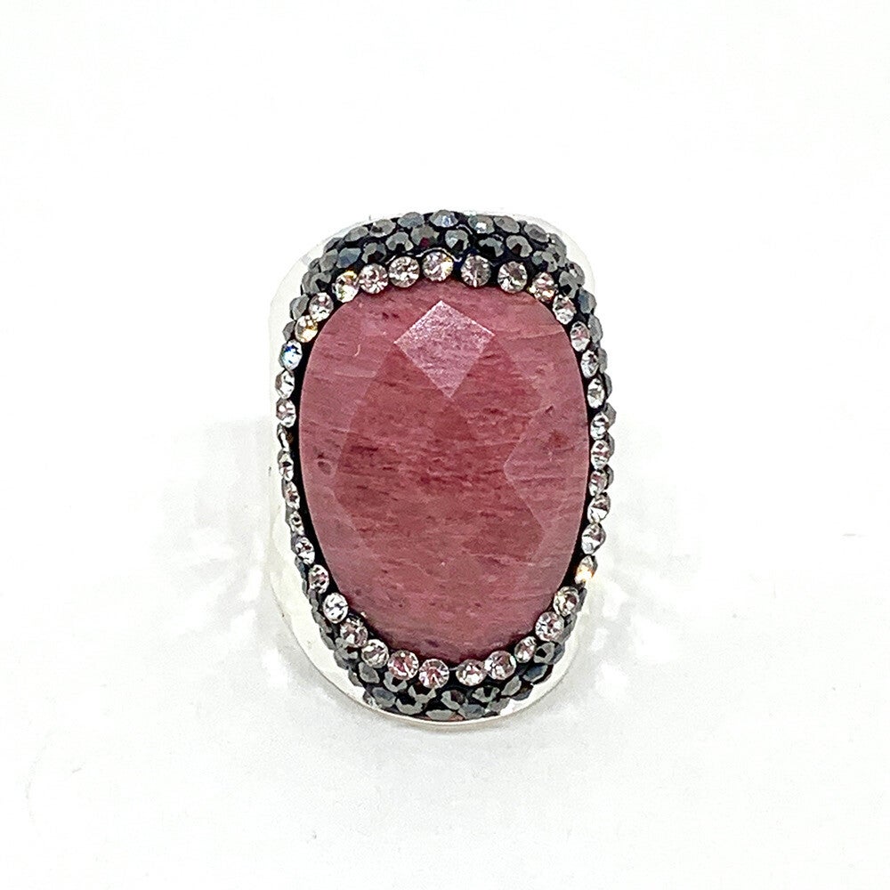 BAGUE ARGENTÉ RHODOCHROSITE