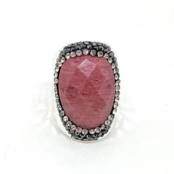 BAGUE ARGENTÉ RHODOCHROSITE