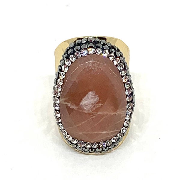 BAGUE DORÉ AGATE PÊCHE