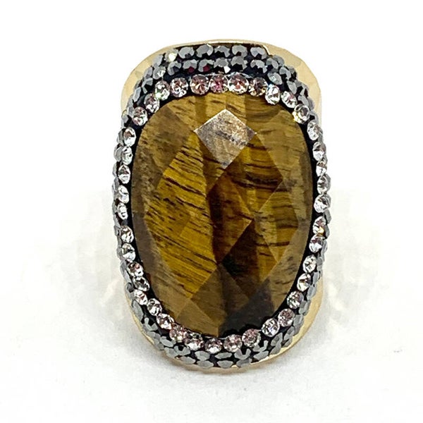 BAGUE DORÉ OEIL DU TIGRE