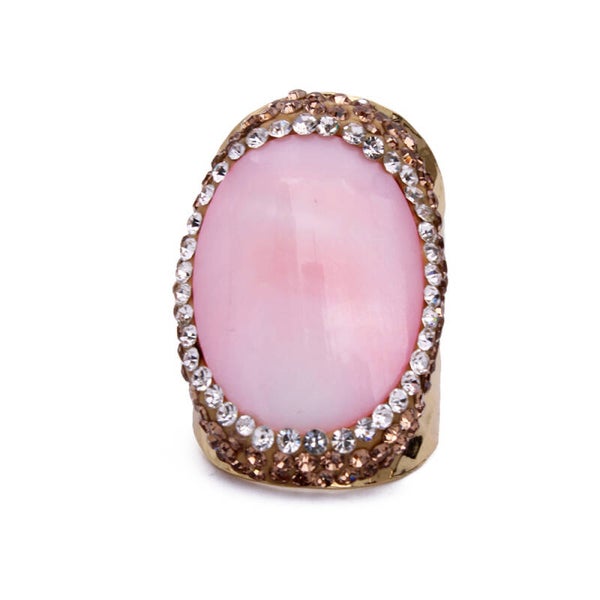 BAGUE DORÉ NACRE ROSE