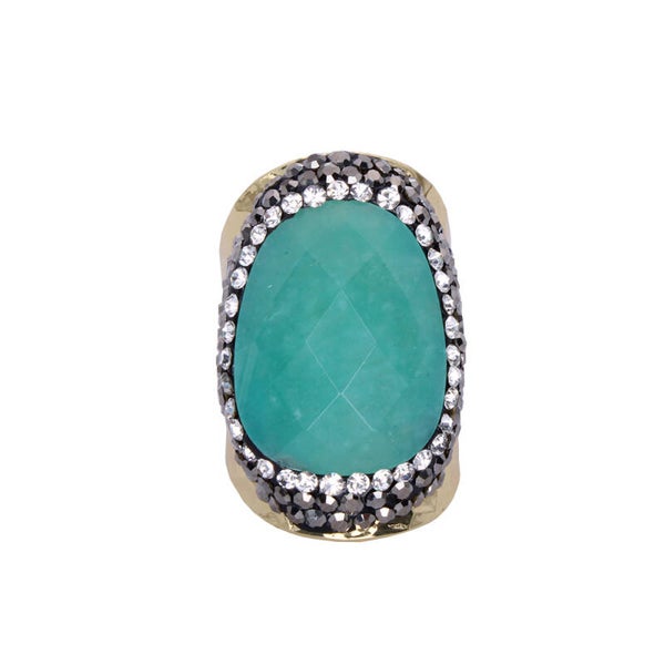 BAGUE DORÉ AMAZONITE