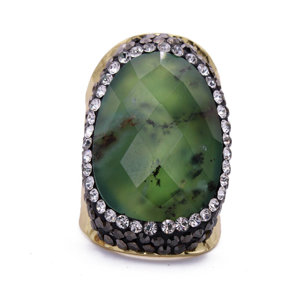 BAGUE  DORÉ LIGHT GREEN