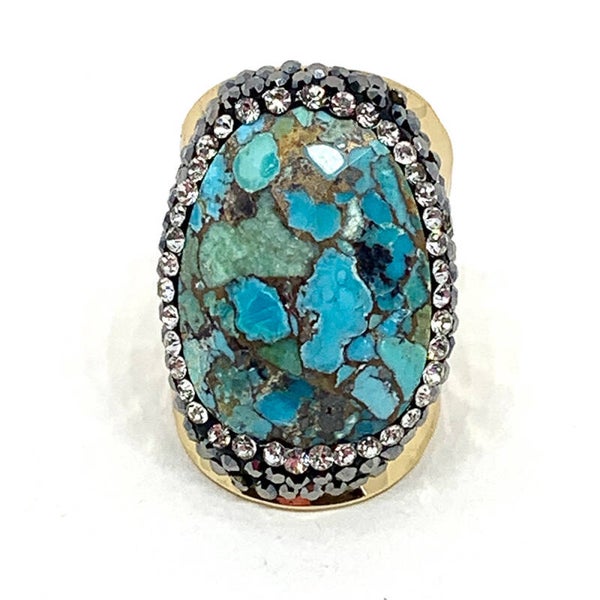 BAGUE DORÉ TURQUOISE