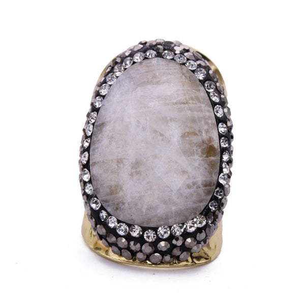 BAGUE DORÉ PIERRE DE LUNE