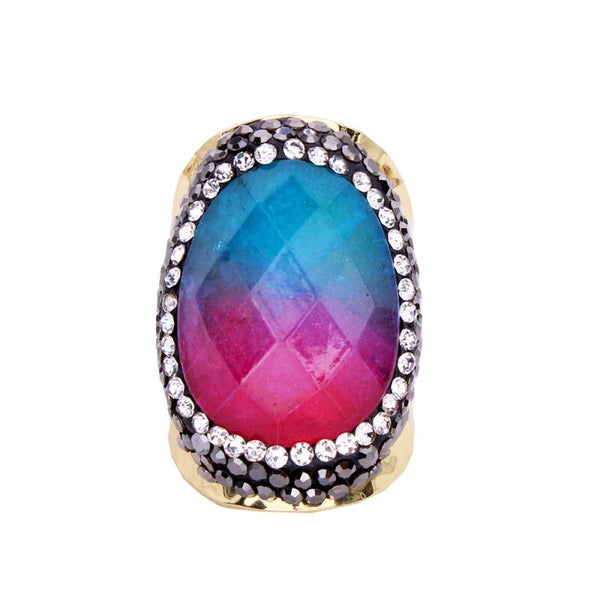 BAGUE DORÉ RAINBOW FUCHSIA