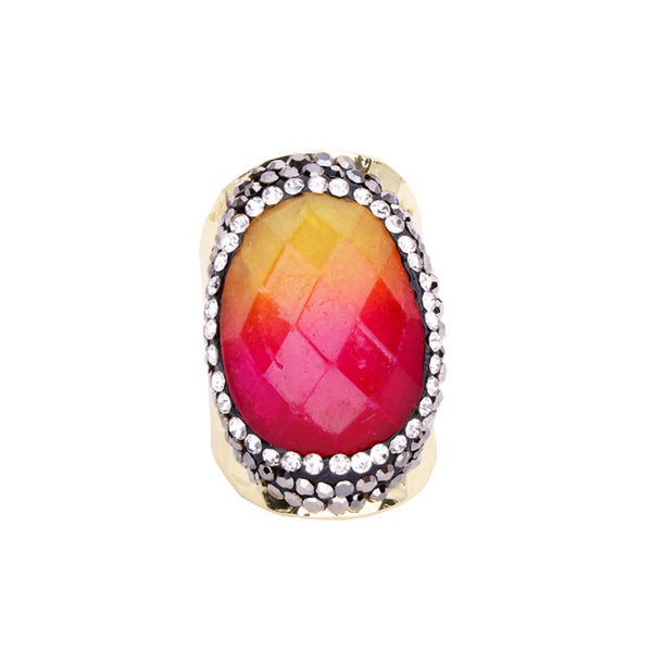 BAGUE DORÉ RAINBOW RED