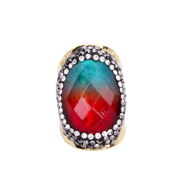 BAGUE DORÉ RAINBOW BLUE